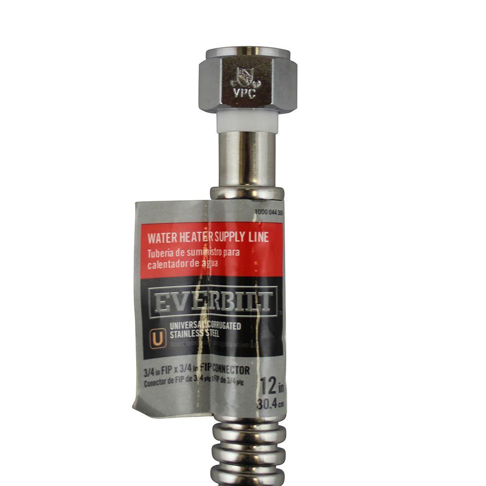 Everbilt 3/4 in. FIP x 3/4 in. FIP x 12 in. Stainless Steel Corrugated Water Connector