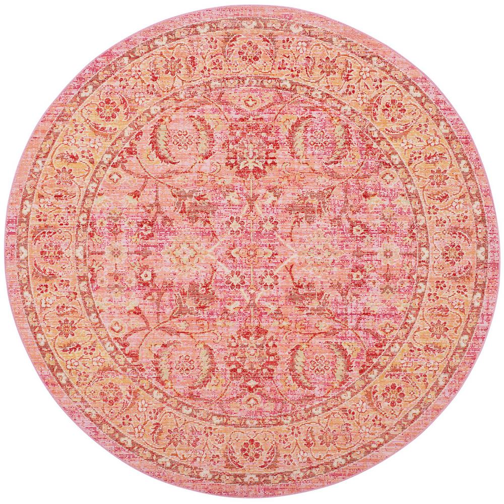 Windsor Pink/Orange 6 ft. x 6 ft. Round Area Rug