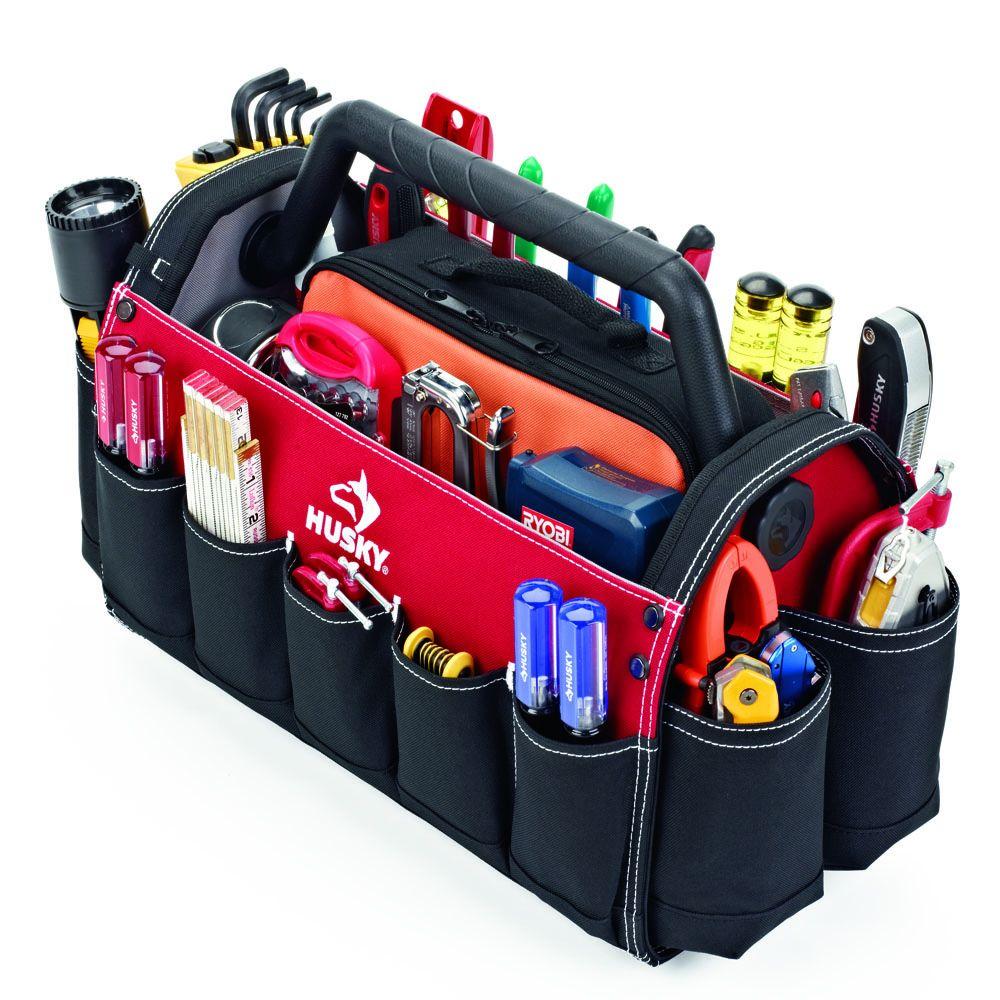 Husky 17 In Open Tool Tote With Rotating Handle