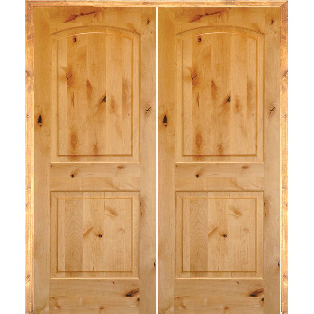 Krosswood Doors 48 in. x 80 in. Rustic Knotty Alder 2Panel ArchTop