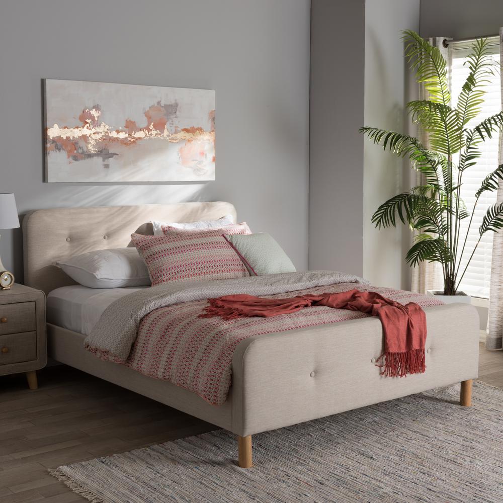 Baxton Studio Samson Mid Century Beige Fabric Upholstered King Size Samson Mid Century Beige Fabric Upholstered King Size Bed