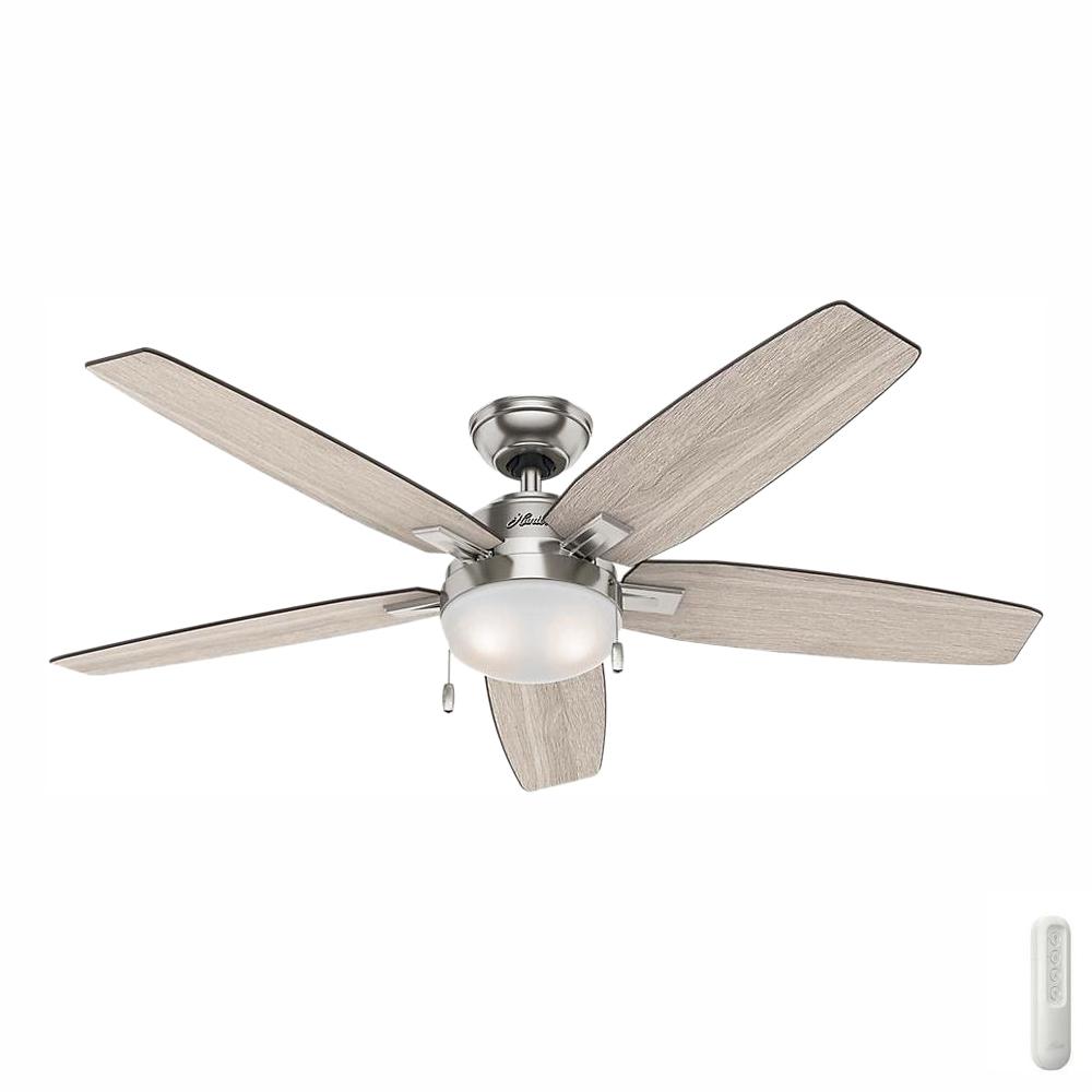Hunter Antero 54 In Led Indoor Brushed Nickel Ceiling Fan With