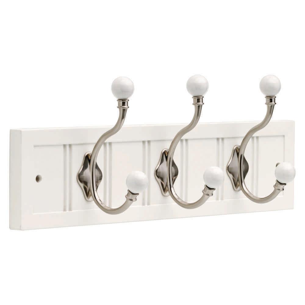 Liberty 18 In Flat White And Satin Nickel Kendra Hook Rack With 3 Flat White And Satin Nickel Kendra Hook Rack With 3 Hooks