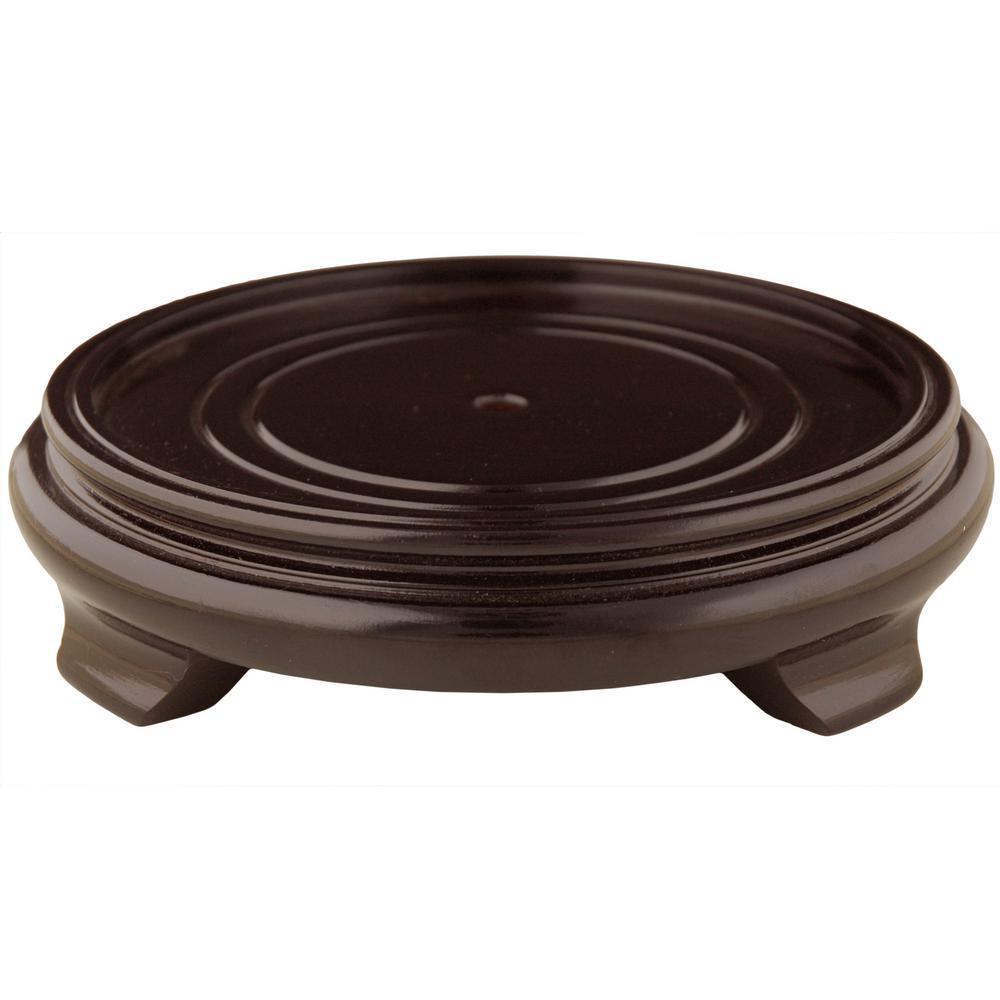 Oriental Furniture Rosewood 10 5 In W Decorative Round Stand Ac