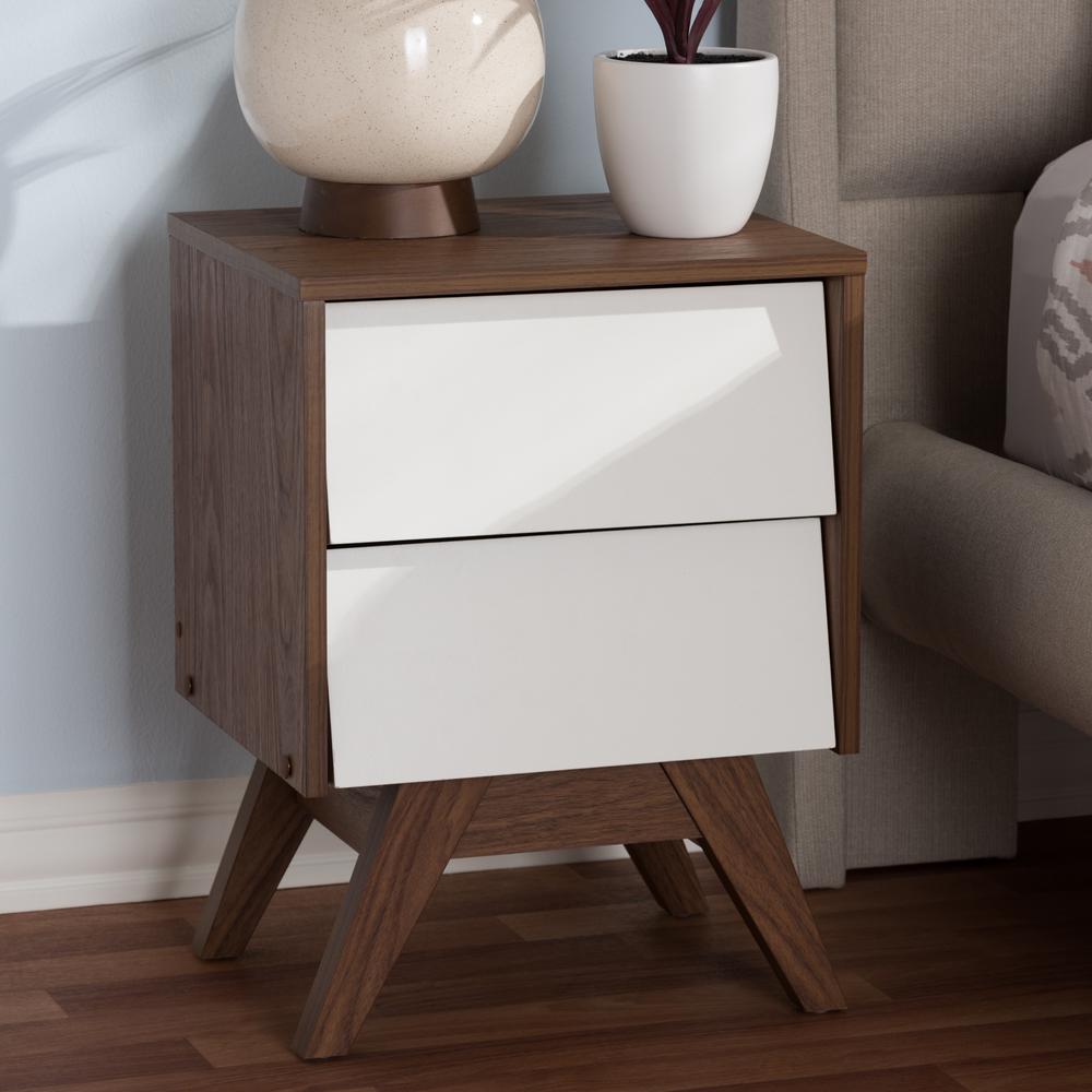 Baxton Studio Hildon 2 Drawer White Nightstand 28862 7493 Hd The Home Depot