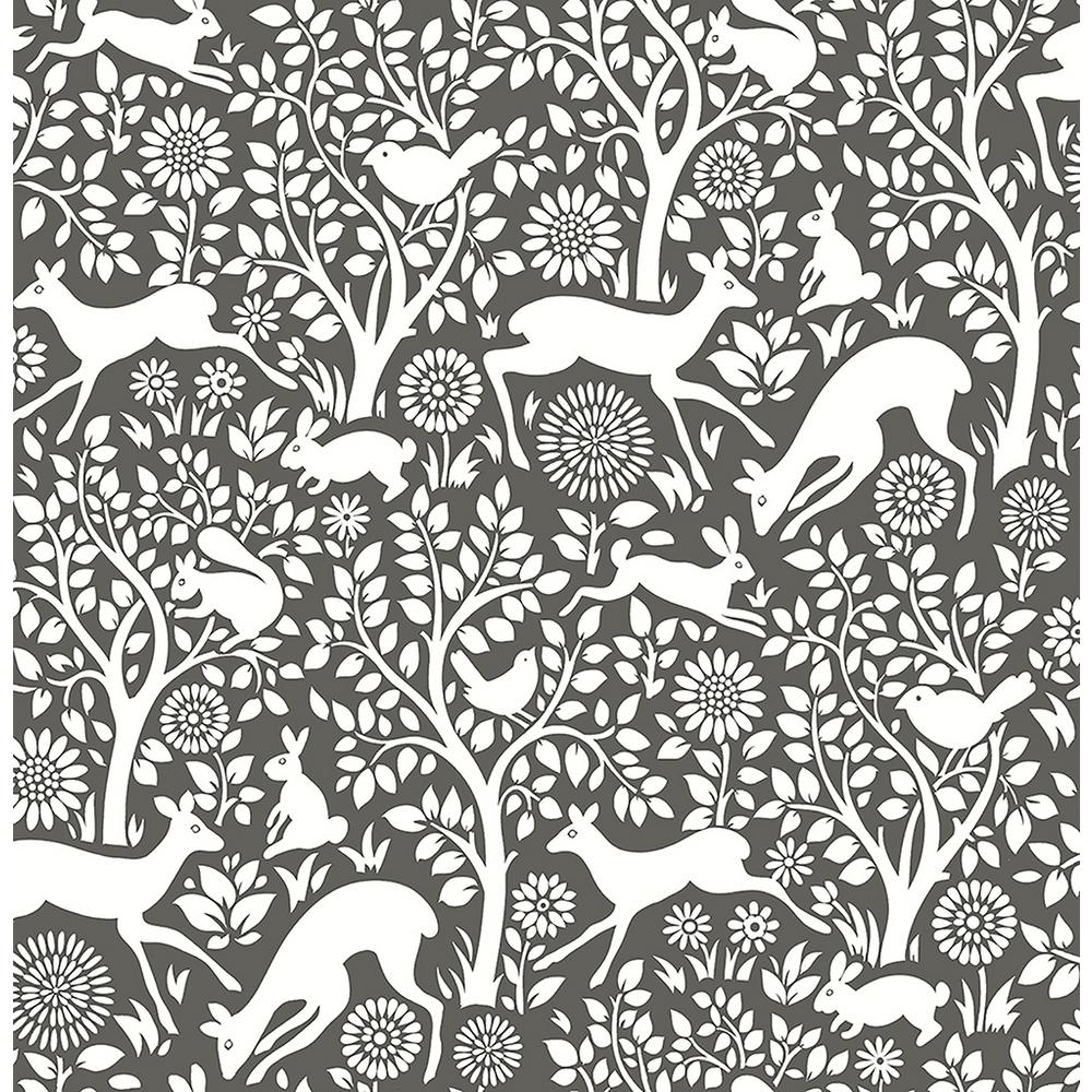 A-Street Meadow Charcoal Animals Wallpaper-2702-22729 ...