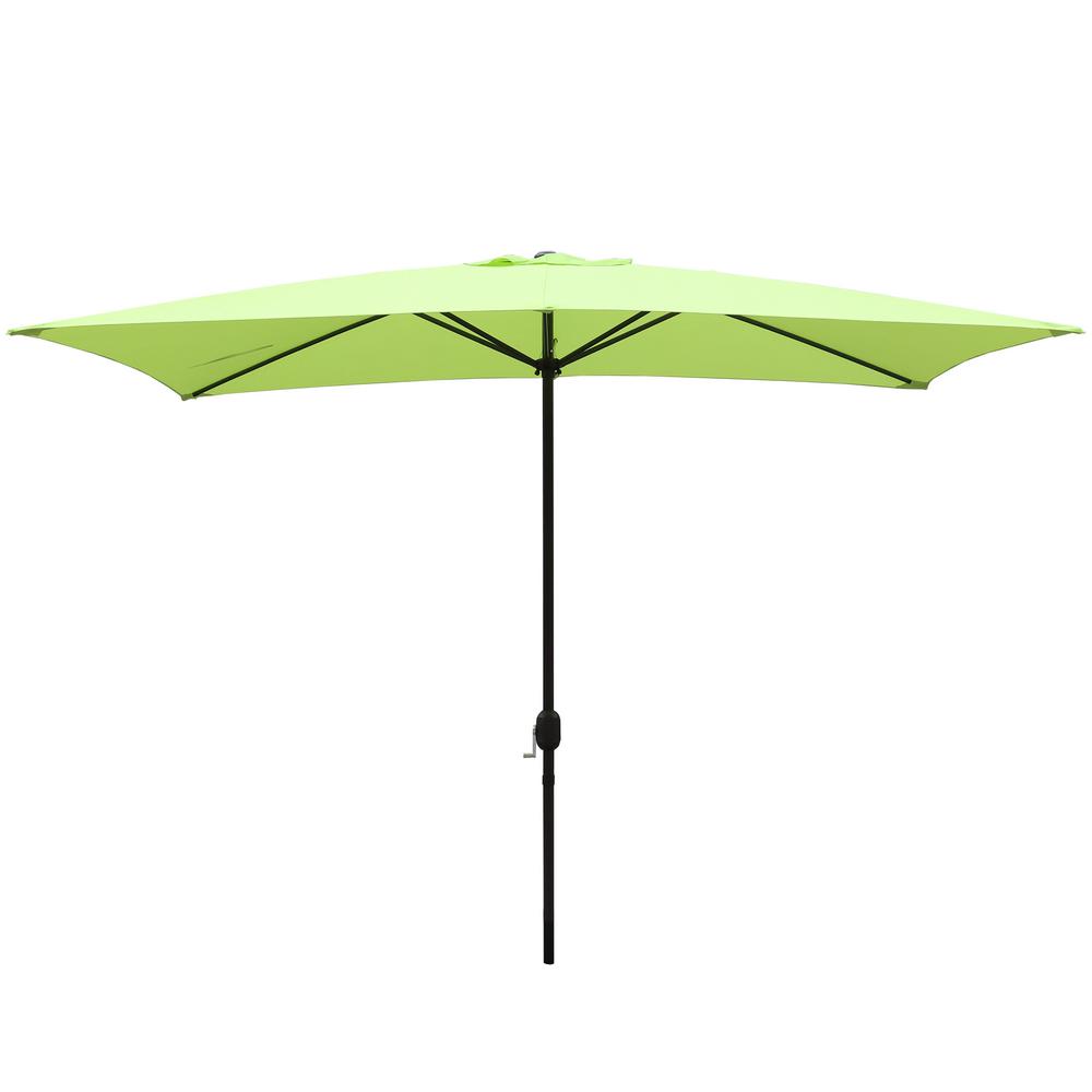 Maypex 10 Ft X 6 5 Ft Steel Crank Rectangular Market Patio Umbrella In Lime Green 300004 G The Home Depot