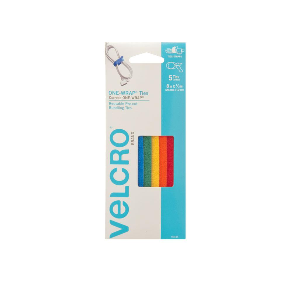 Velcro One-Wrap Ties 8 in L x 1//2 in W Black 50 pk