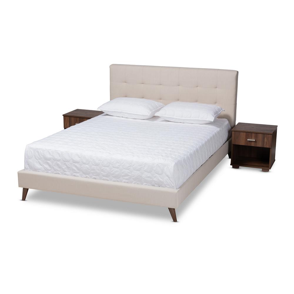 Baxton Studio Maren Beige And Walnut Queen Platform Bed With 2 Nightstands 157 9695 Hd The Home Depot - Queen Bed Frame With Nightstands Baxton Studio Maren Beige And Walnut Queen Platform Bed With 2 Nightstands 157 9695 Hd The Home Depot - Queen Bed Frame With Nightstands