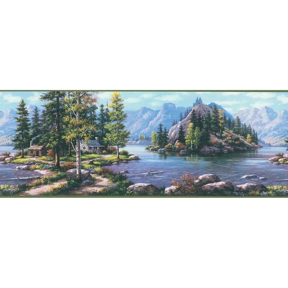 Chesapeake Boon Green Cabin Scenic Wallpaper Border Sample-TLL96512BSAM ...