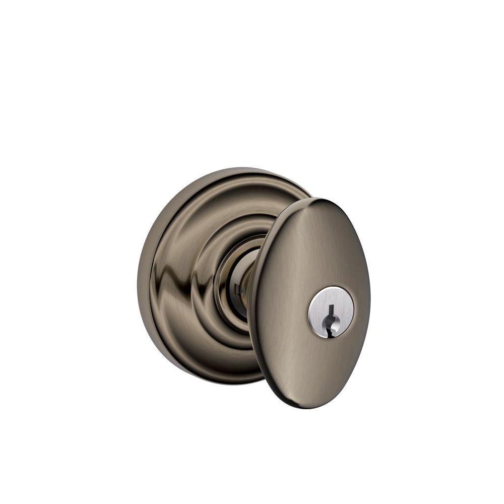 Schlage Siena Antique Pewter Entry Door Knob with Andover TrimF51A SIE 620 AND The Home Depot