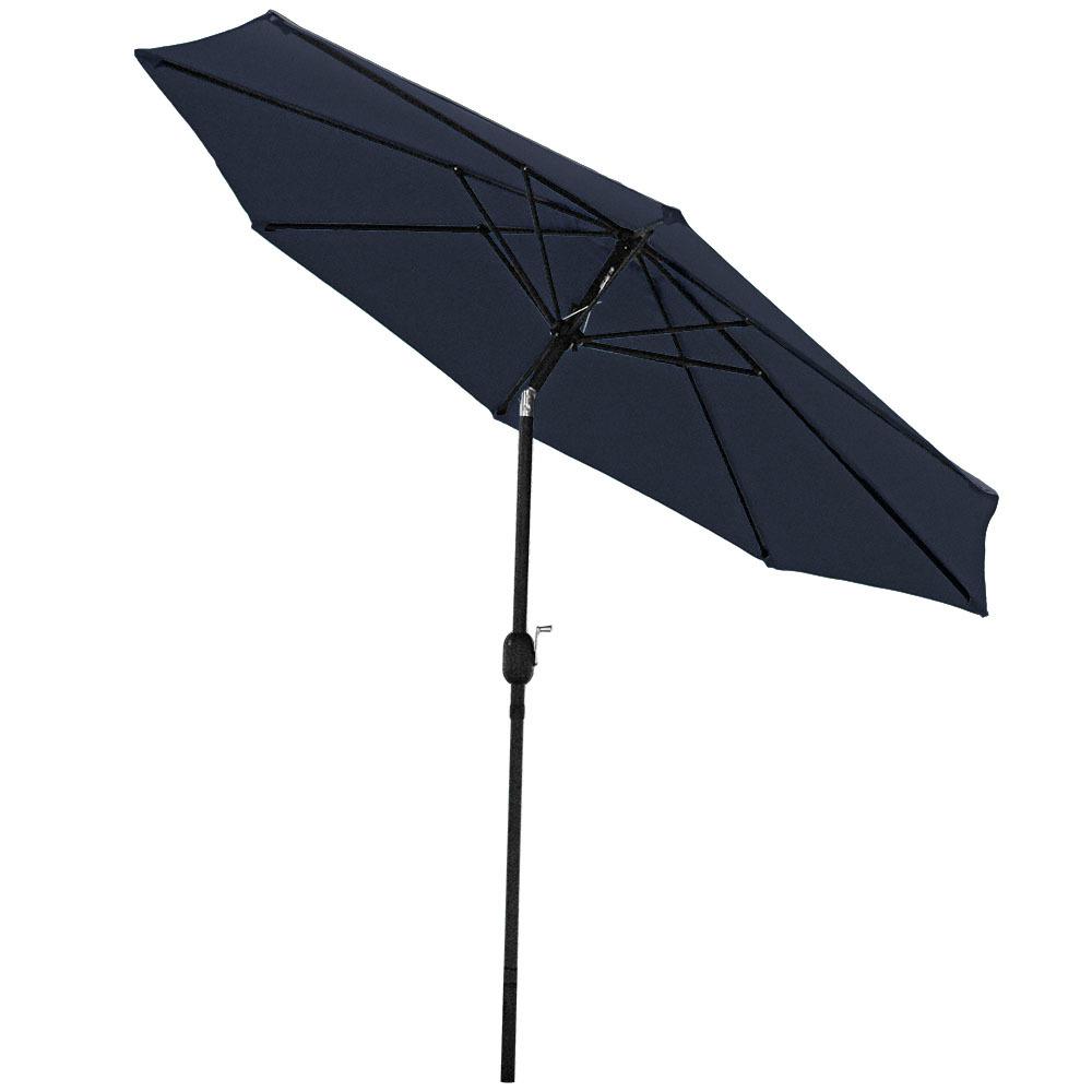 Trademark Innovations 7 Ft Solar Led Patio Umbrella In Blue Umbled7 Bu The Home Depot