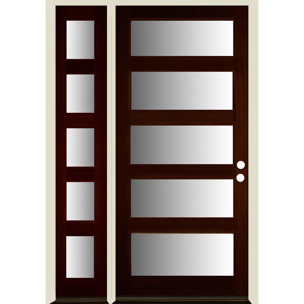 Krosswood Doors 36 in. x 80 in. 5-Lite/Satin Etch Glass ...