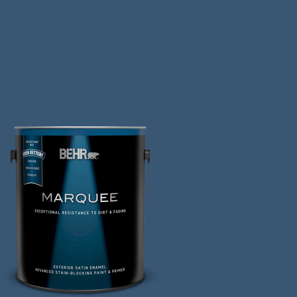 Behr Marquee 1 Gal M500 6 Express Blue Satin Enamel Exterior Paint M500 6 Express Blue Satin Enamel Exterior Paint And