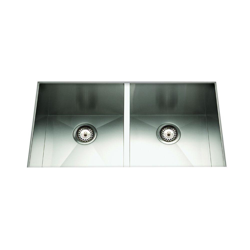 VIGO Undermount Stainless Steel 29 in Double Bowl Kitchen Sink in VIGO Undermount Stainless Steel 29 in Double Bowl Kitchen Sink in