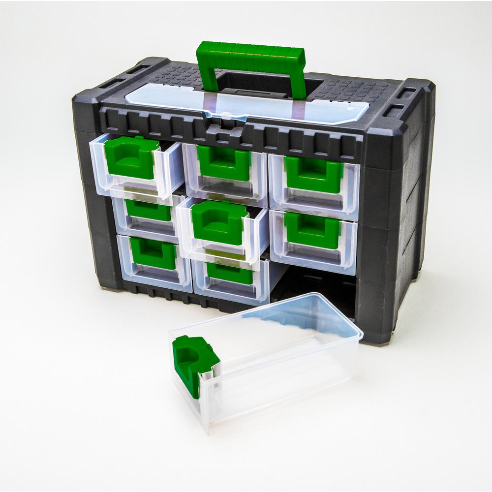 Steel Vision 15 In 9 Drawer Plastic Tool Box In Green Or Black