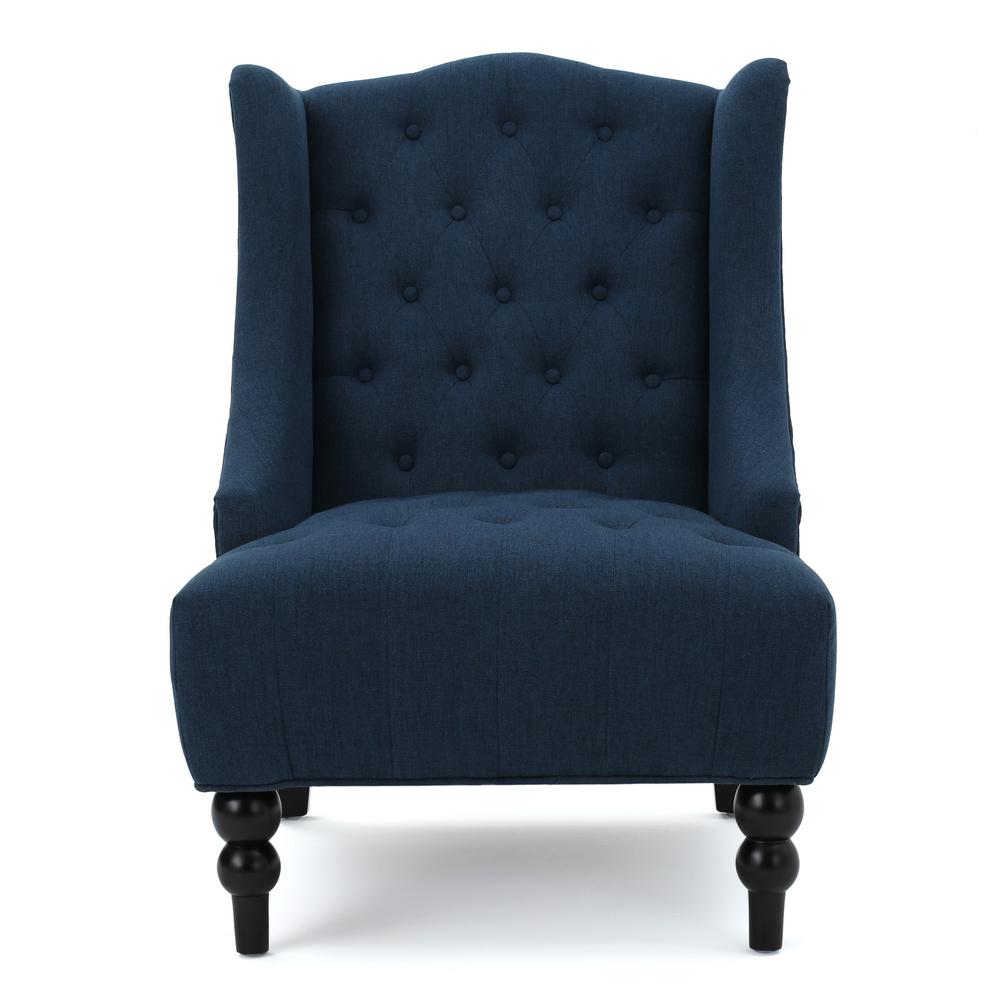 Noble House Toddman Dark Blue Fabric High Back Accent Chair-299877