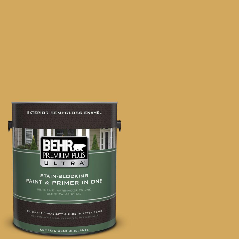 BEHR Premium Plus Ultra 1gal. N2906 Trinket Gold SemiGloss Enamel