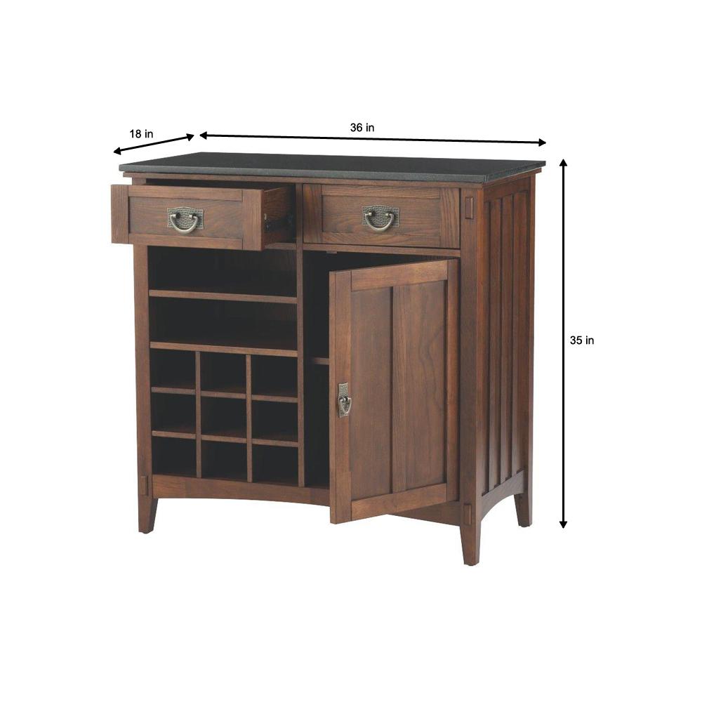 Home Decorators Collection Dark Oak Wood Bar Cabinet With Wine