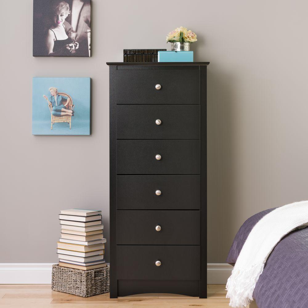 Prepac Sonoma 6 Drawer Black Chest Of Drawers Bdc 2354 K The