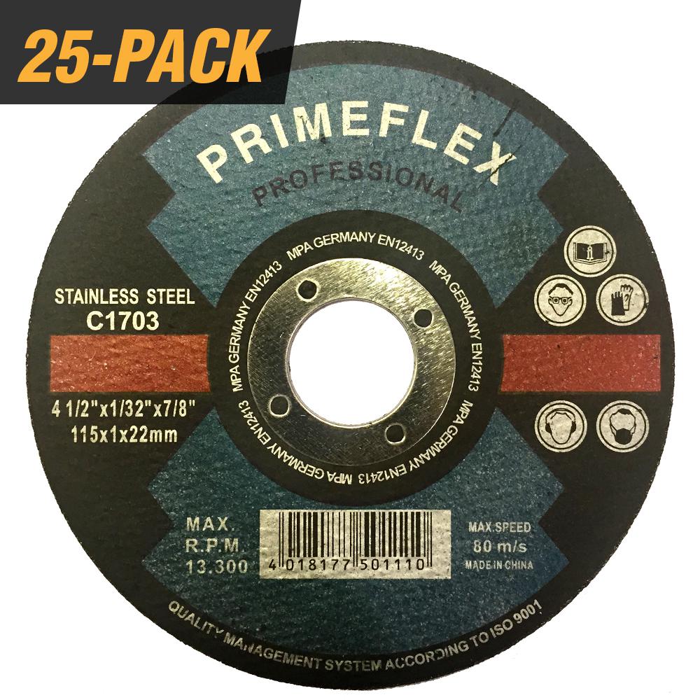 For Angle Grinders 25 Pack 4-1//2 x 1//16 x 7//8 Metal and Stainless Steel Cut Off Wheels