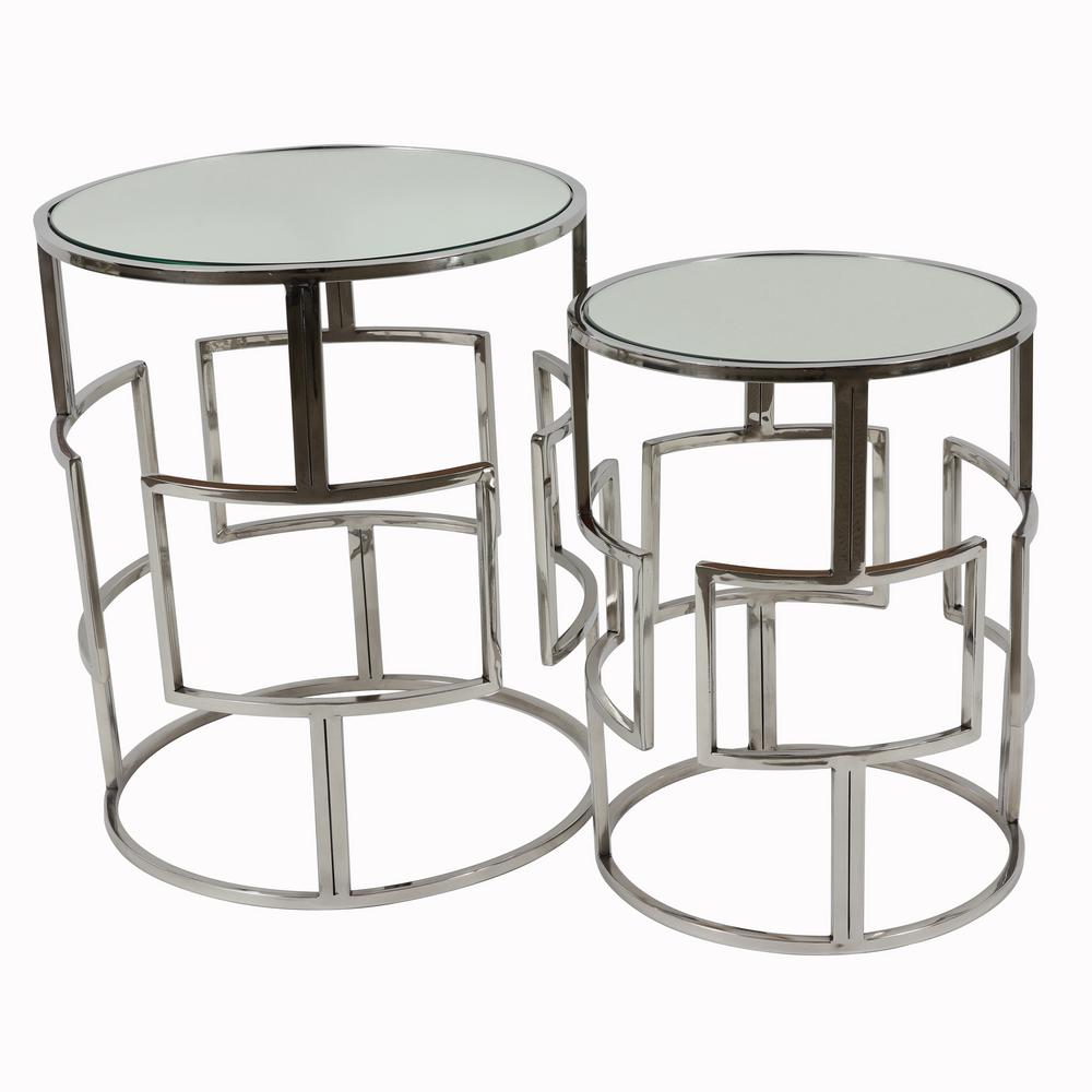Decor Therapy Adrian Silver Mirrored Nesting Tables Mp1655
