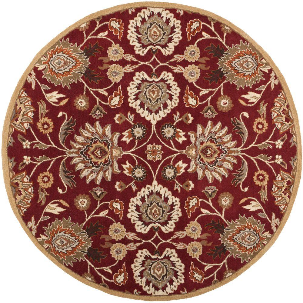 Artistic Weavers Cambrai Burgundy 4 ft. x 4 ft. Indoor Round Area Rug