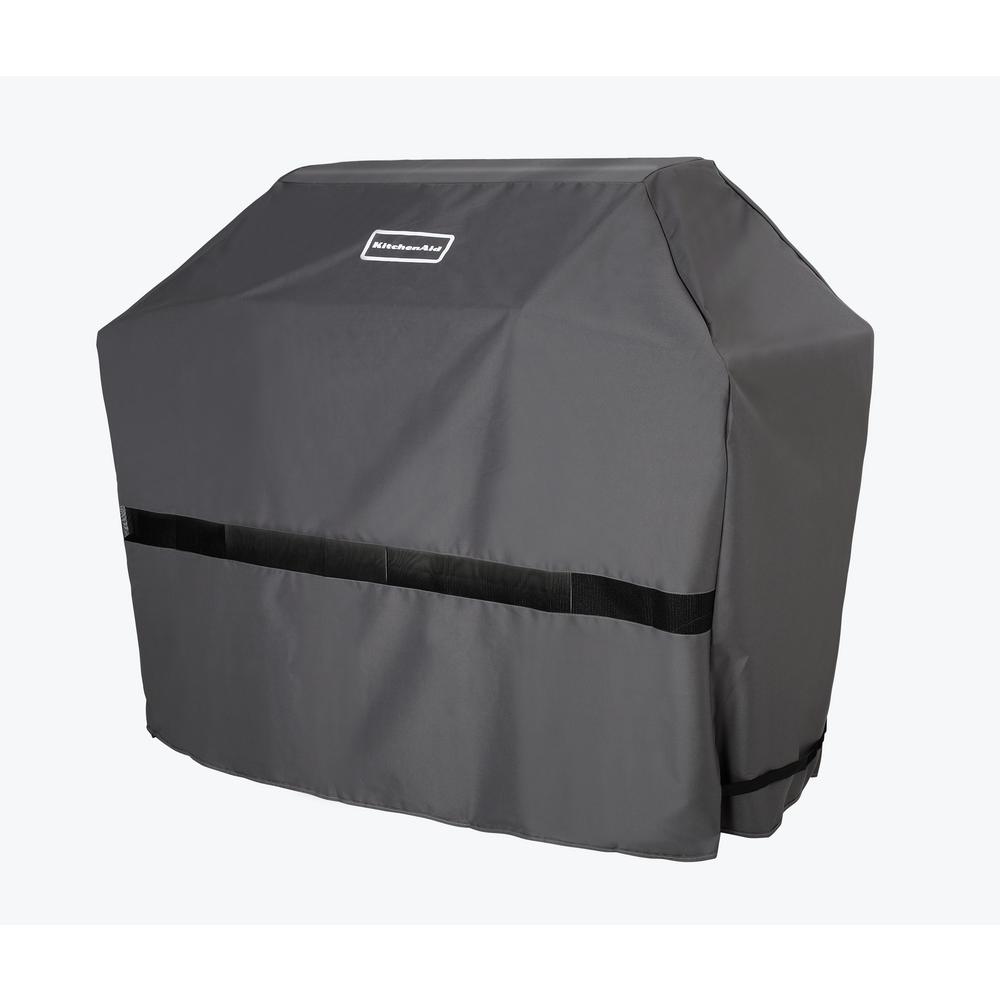 Grey Large Grill Cover Polyester PVC Velcro Straps Tent Style Weather