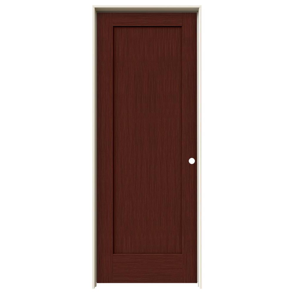 JELDWEN 32 in. x 80 in. Madison Black Cherry Stain LeftHand Solid