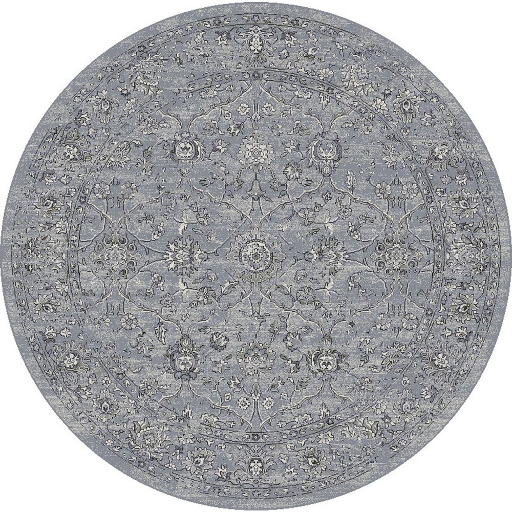 Dynamic Rugs Ancient Garden Steel Blue/Cream 5 ft. Round Area Rug