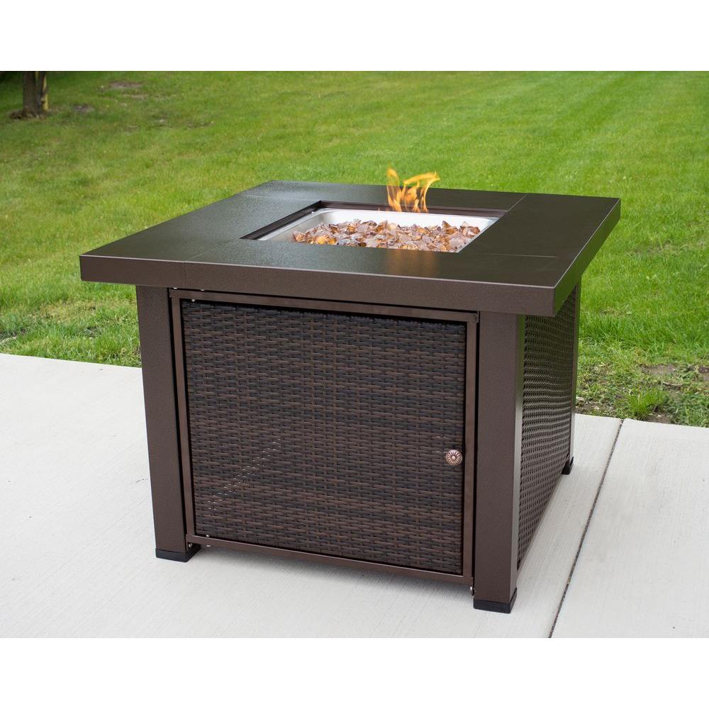 Pleasant Hearth Rio 38 In X 29 In Square Wicker And Steel