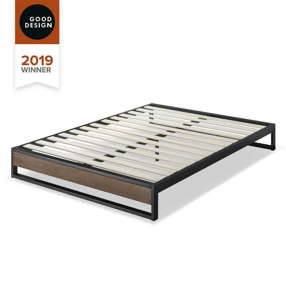 Zinus GOOD DESIGN Winner Suzanne Grey Wash Full 6 in. Metal and Wood