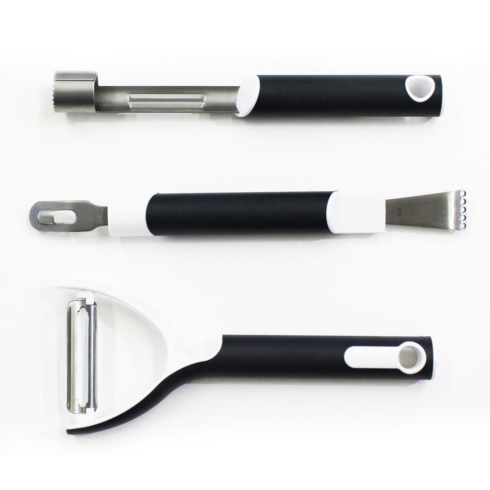 BergHOFF Neo Stainless Steel Black Peeler Lemon Zester and Apple Corer (Set of 3)