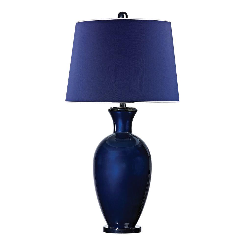 Titan Lighting Helensburugh 34 in. Navy Blue Glass Table Lamp-TN-999980