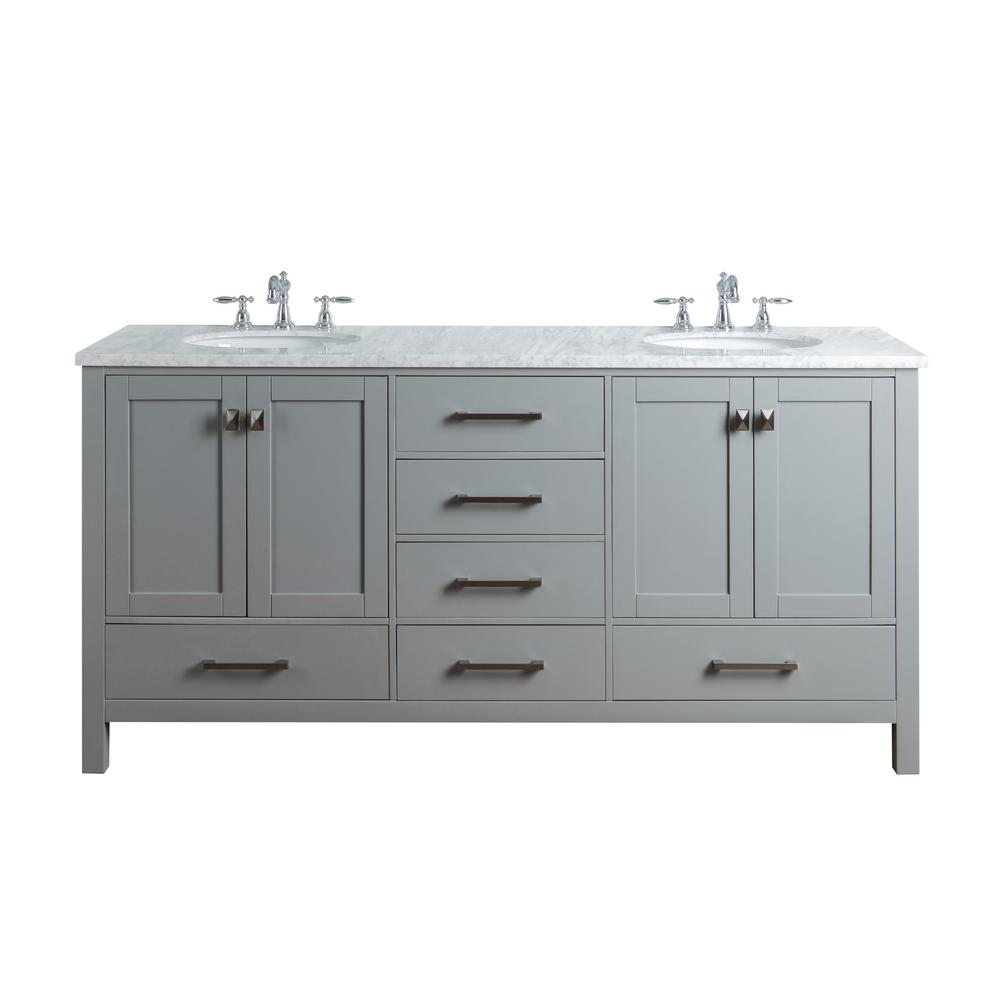 Stufurhome Malibu 72 In W X 22 D Vanity Grey With Marble Stufurhome Malibu 72 In W X 22 D Vanity Grey With Marble