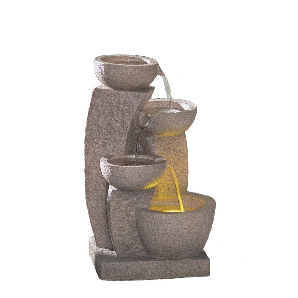 Jeco MultiTier Bowls Water Fountain with LED LightFCL108 The Home Depot