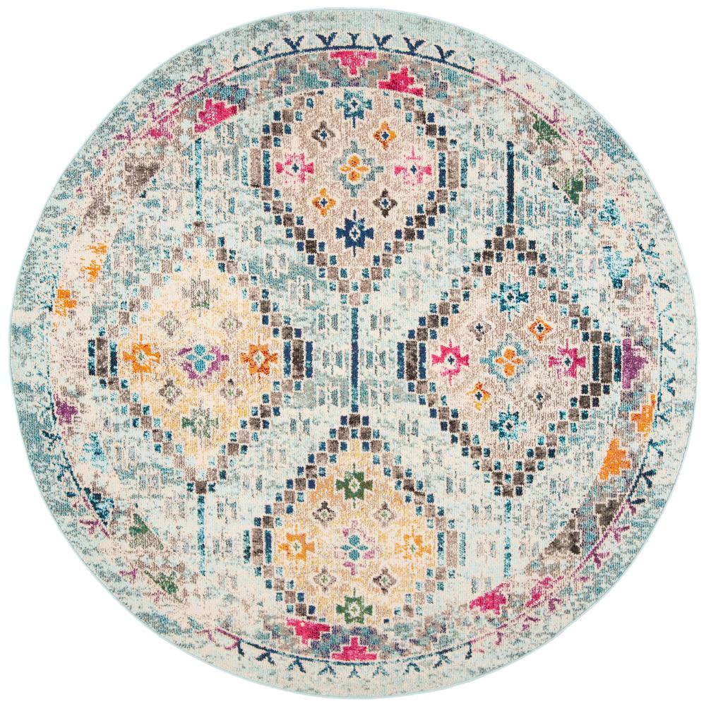 Safavieh Madison Blue/Yellow 5 ft. x 5 ft. Round Area RugMAD418K5R