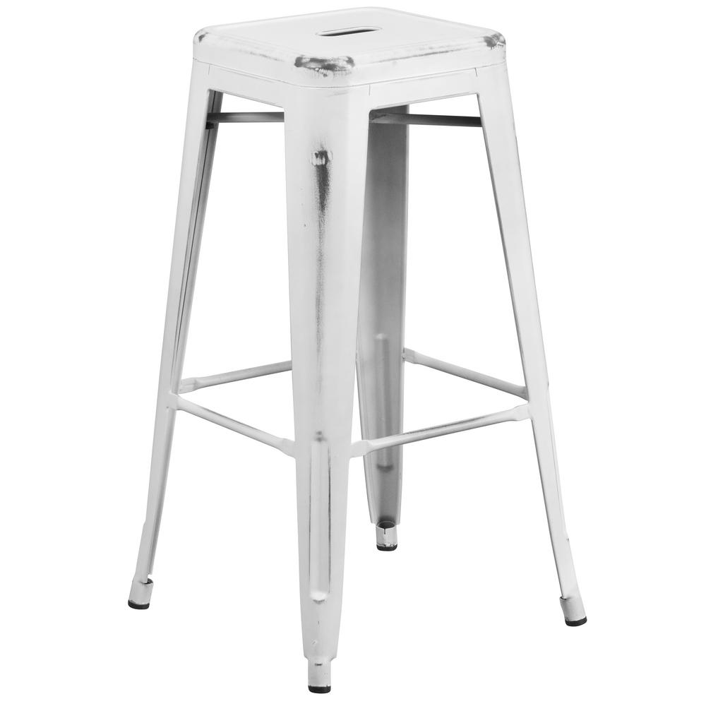 30 In Distressed White Bar Stool 30 In Distressed White Bar Stool