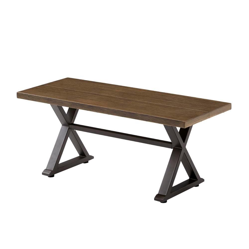 Hampton Bay Grayson Brown Metal Outdoor Bench Fm 18066 Brn B The Home Depot