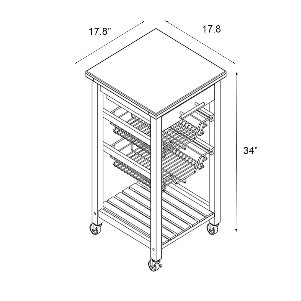 Emaster Bamboo Kitchen Cart With Baskets Csk 007 Emaster Bamboo Kitchen