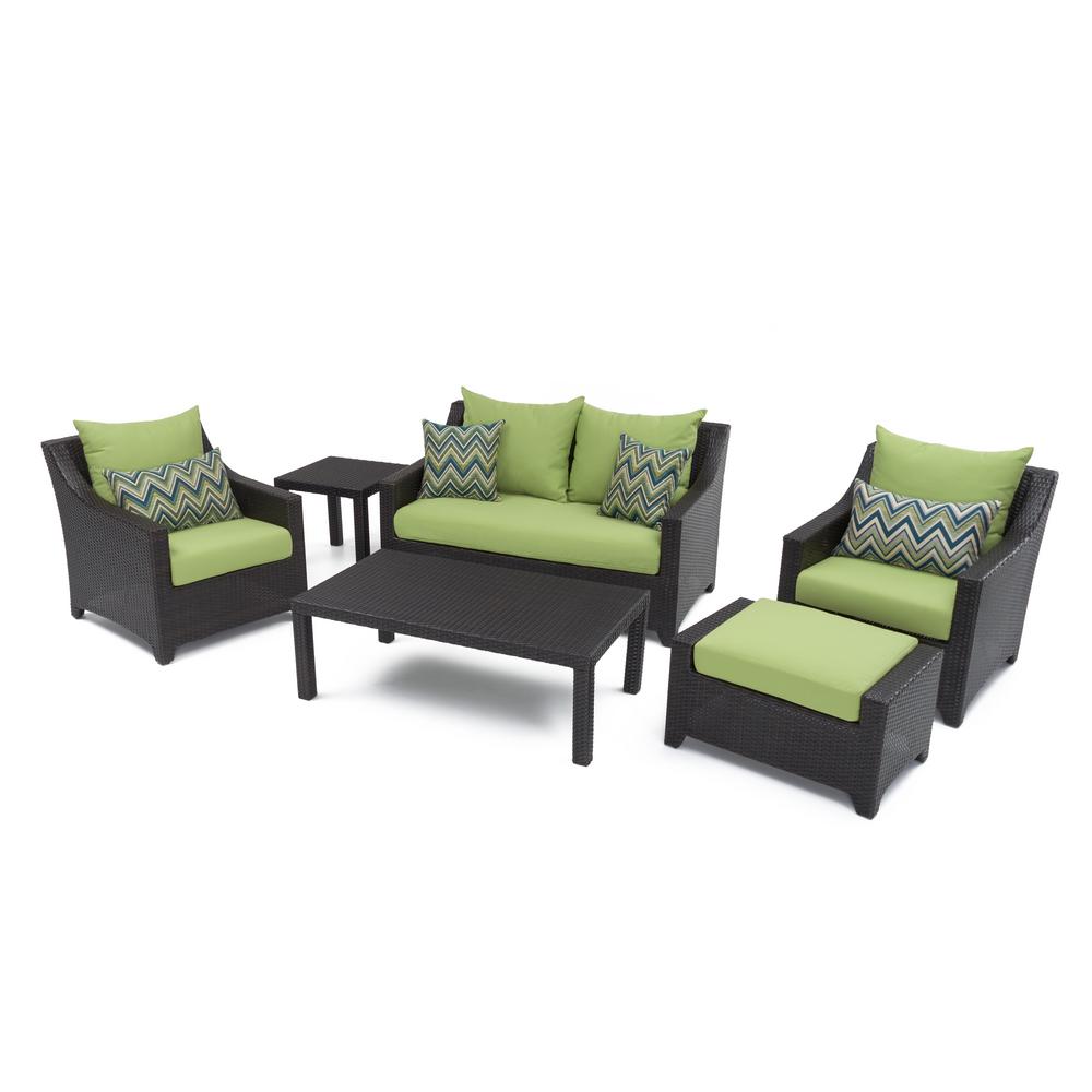 Rst Brands Deco 6 Piece Patio Seating Set With Ginkgo Green Cushions Op Peoss6 Gnk K The Home Depot