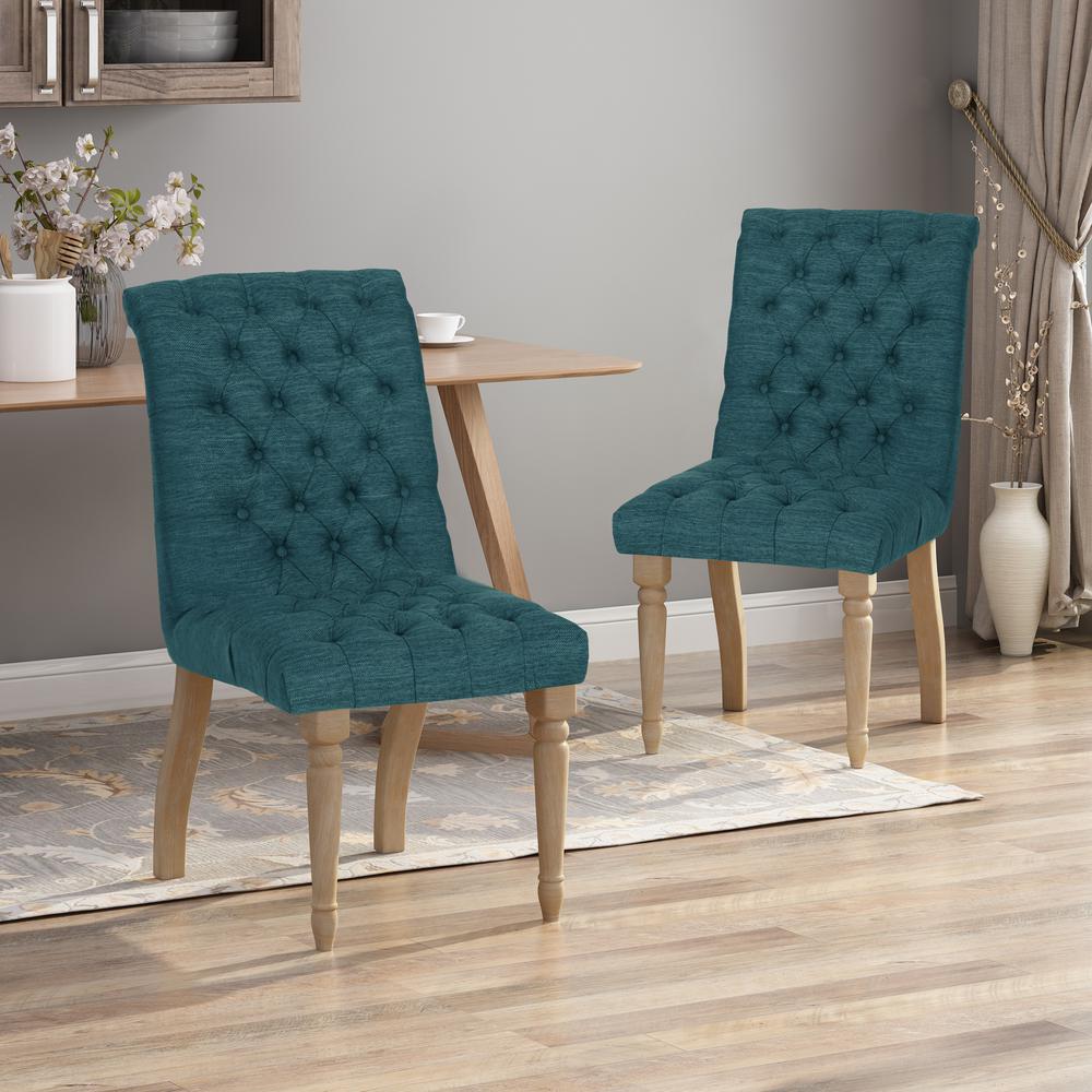 NOBLE HOUSE HOME FURNISH Fieldmaple Teal and Natural Fabric Dining chair (Set of 2), Teal/Natural was $324.61 now $224.72 (31.0% off)