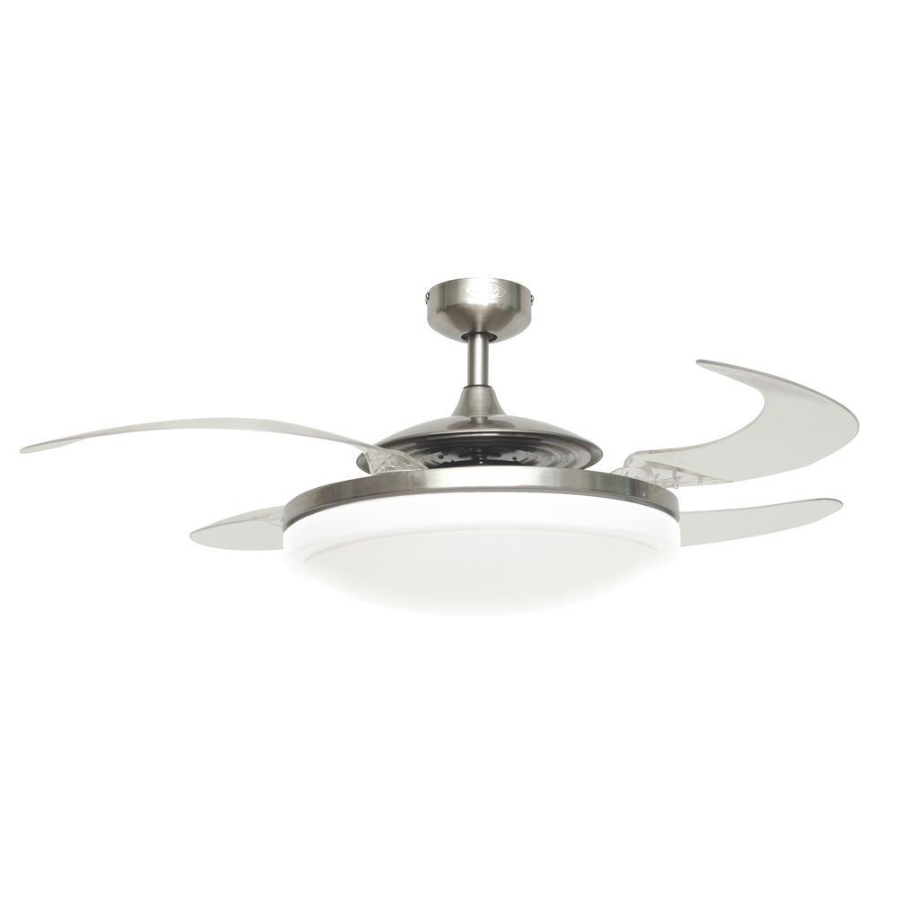 Fanaway Evo2 Brushed Chrome Retractable 4 Blade 48 In Lighting With Remote Ceiling Fan