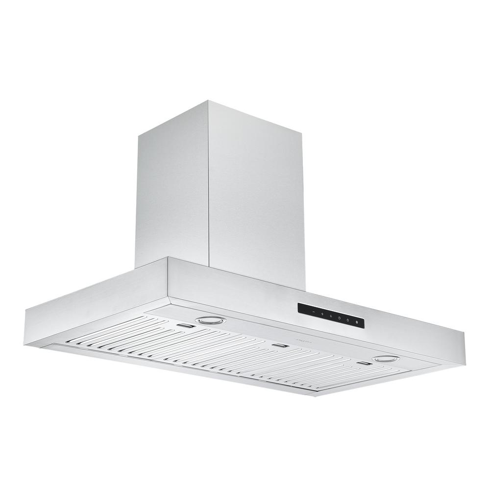 Ancona Moderna 36 In Convertible Wall Mounted Range Hood In Stainless Steel With Night Light Feature