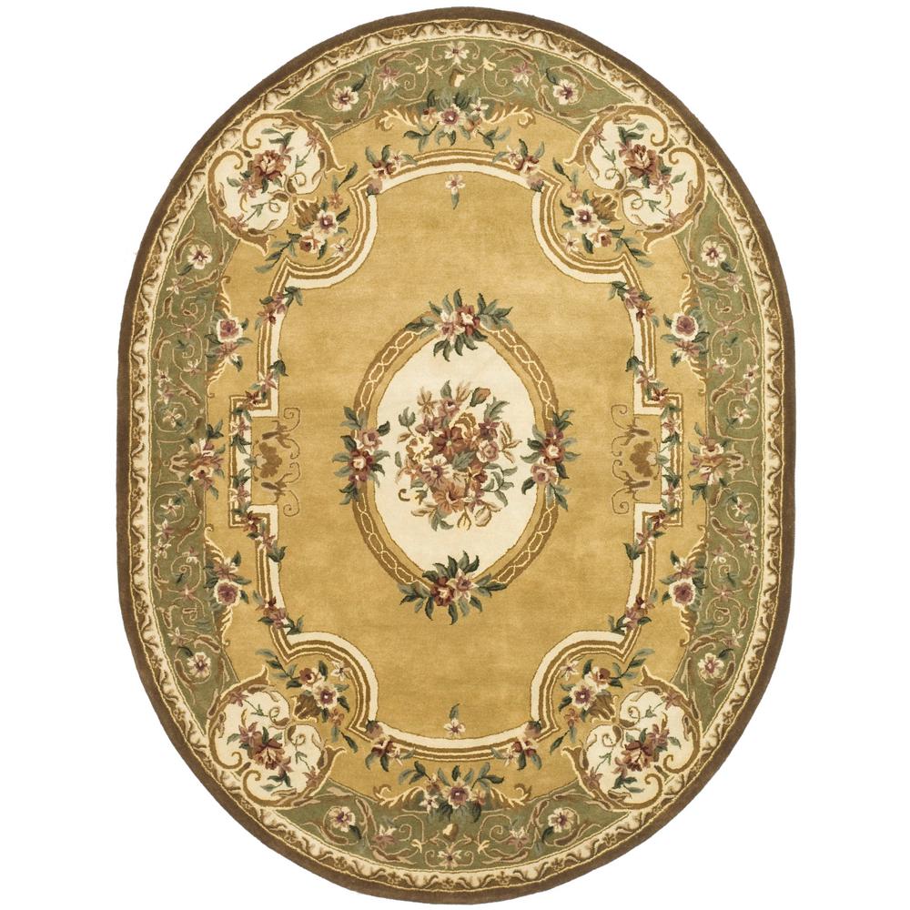 Safavieh Classic Light Gold/Green 5 ft. x 7 ft. Oval Area RugCL280A