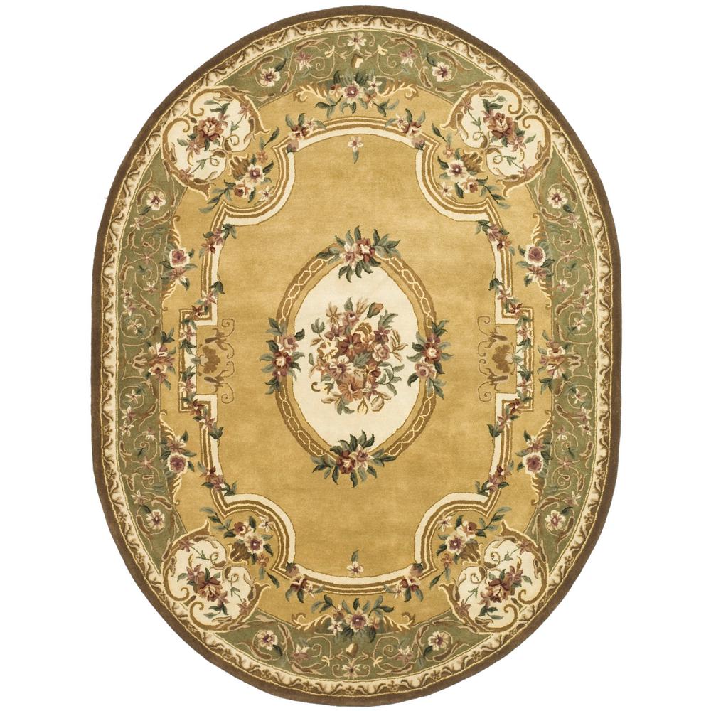 Oval Area Rugs The Home Depot Clic Light Gold Green 4 Ft 6 In X