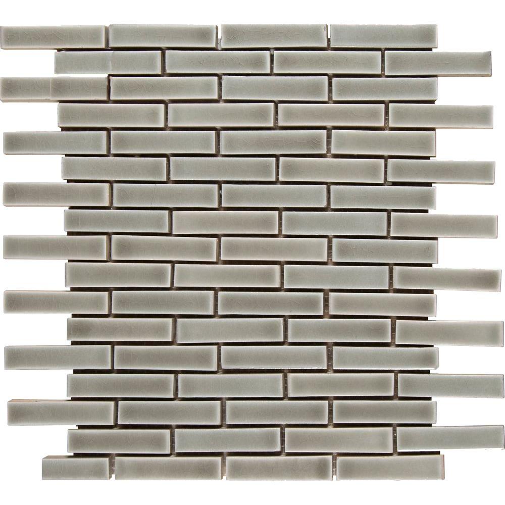 MSI Dove Gray Brick 12 in. x 12 in. x 8 mm Ceramic Mesh-Mounted Mosaic