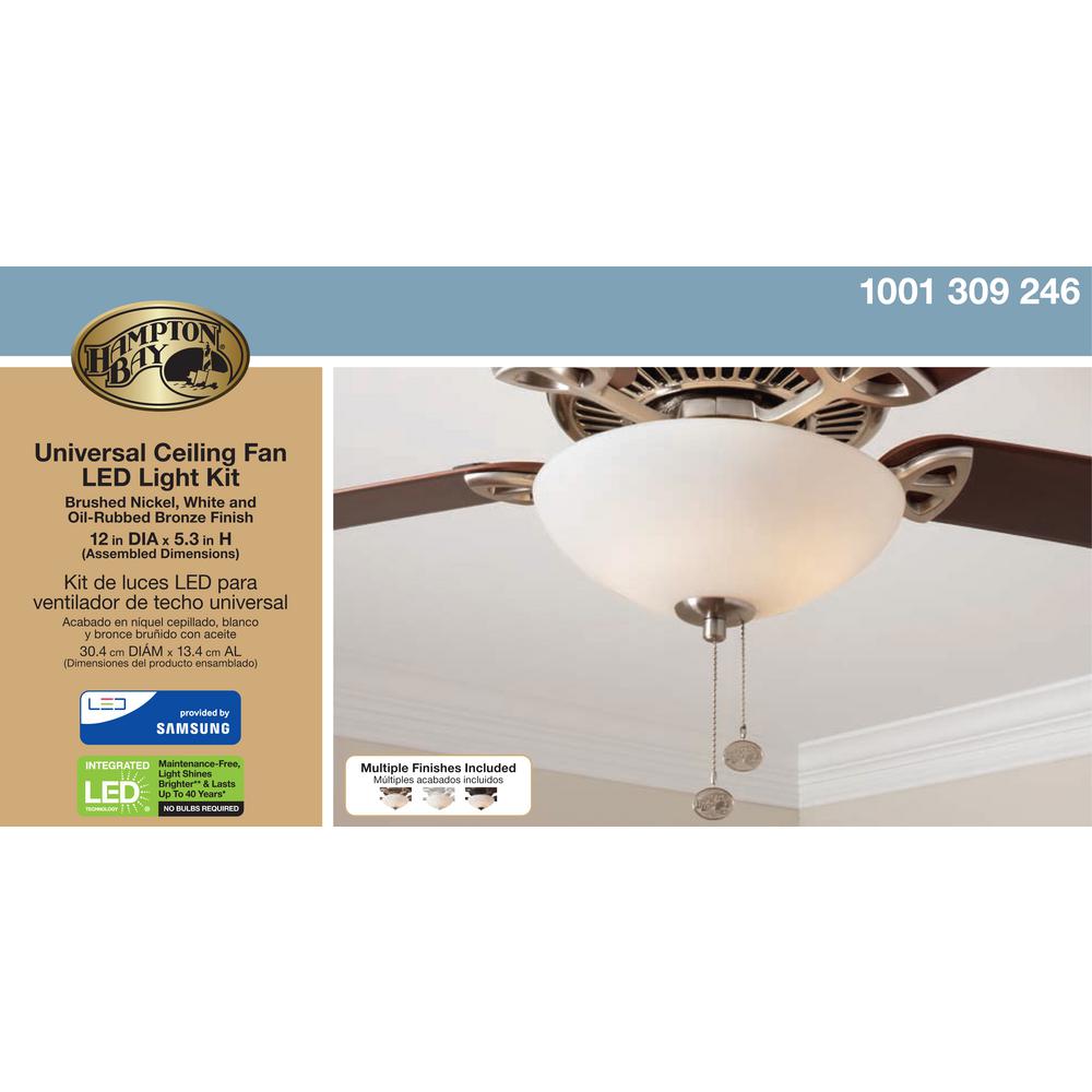 White Hampton Bay Universal Ceiling Fan, Hampton Bay 4 Light Universal Ceiling Fan Kit