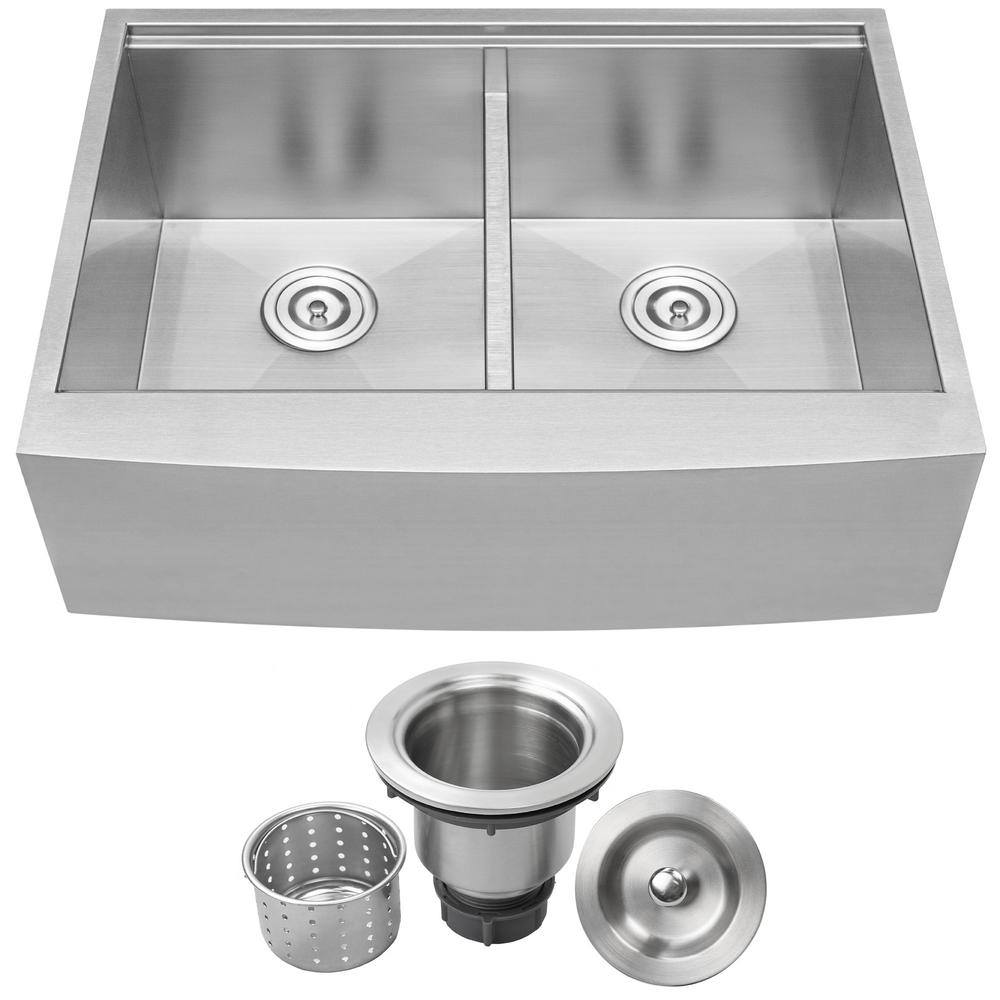 Ticor Bryce Zero Radius Farmhouse Apron Front 16-Gauge Stainless Steel ...