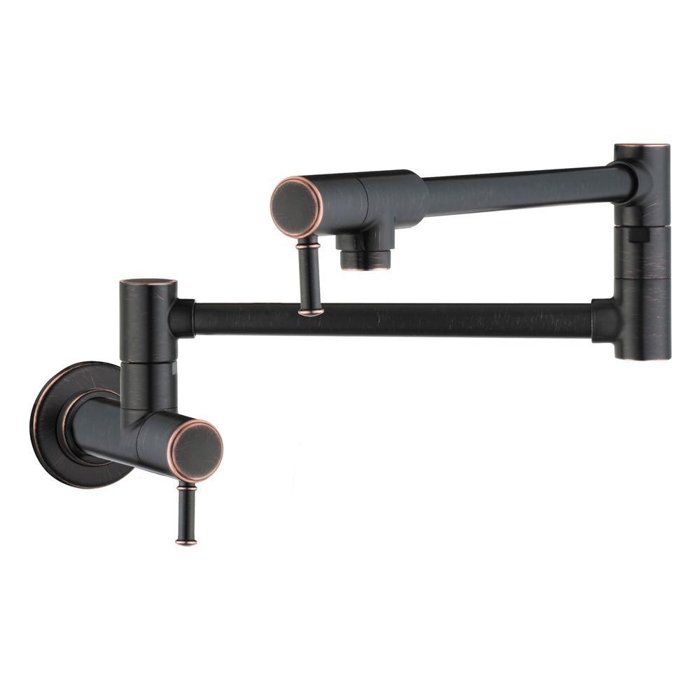 Bronze Pot Fillers Kitchen Faucets The Home Depot Talis C Wall Mounted Potfiller In Rubbed Bronze